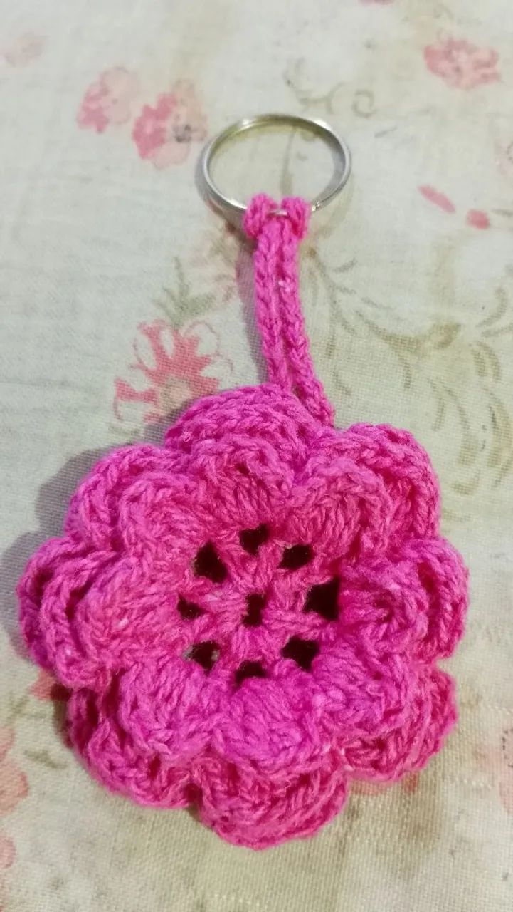 Chaveiro em flor (crochê) - Foto 3