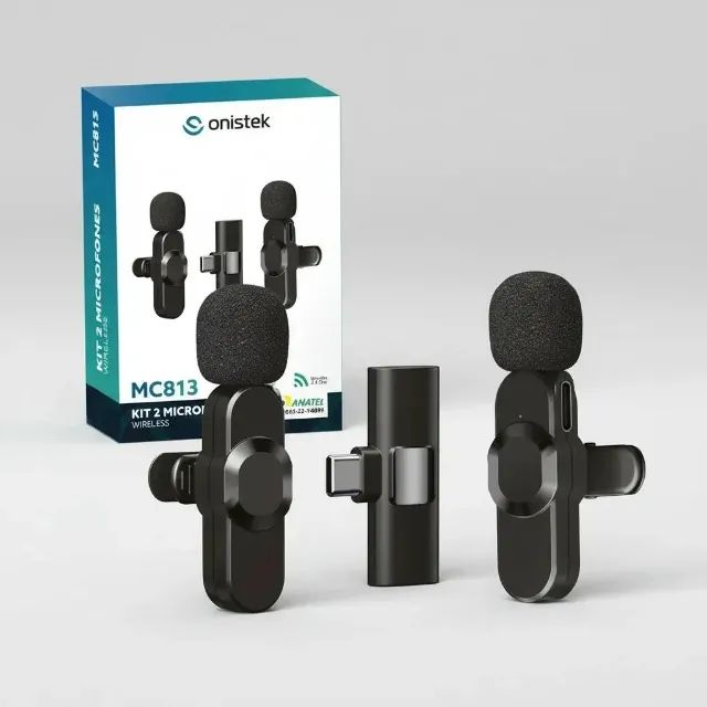 Kit 2 Microfones De Lapela Wireless Para Tipo C Onistek - Foto 4