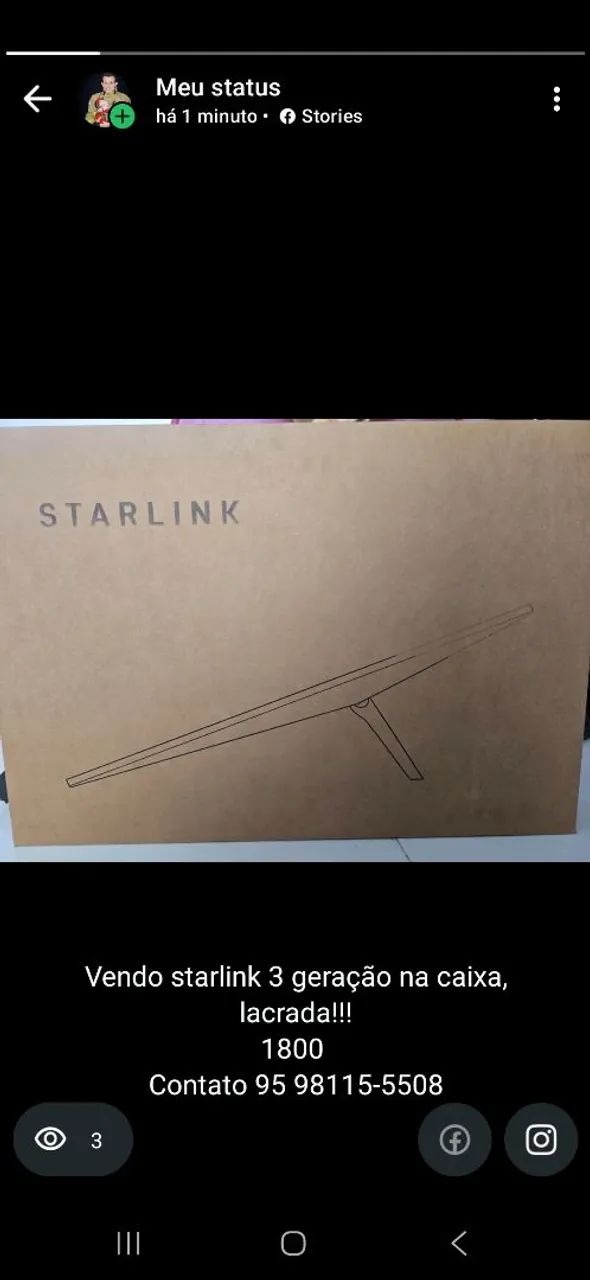 Starlink 3 geração na caixa