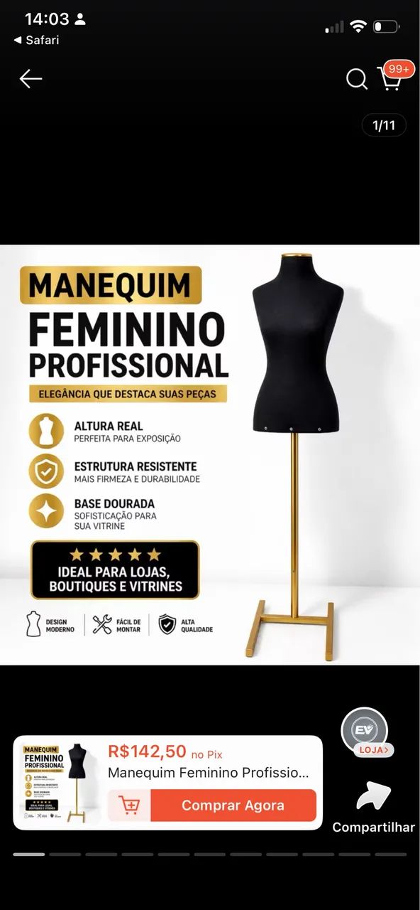 Busto em tecido manequim novo