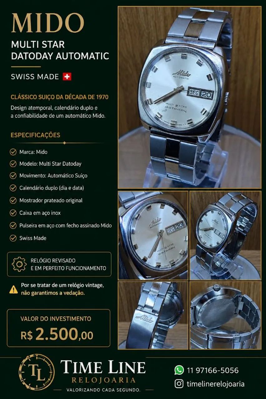 Relógio Mido Multi Star Datoday automático swiss made