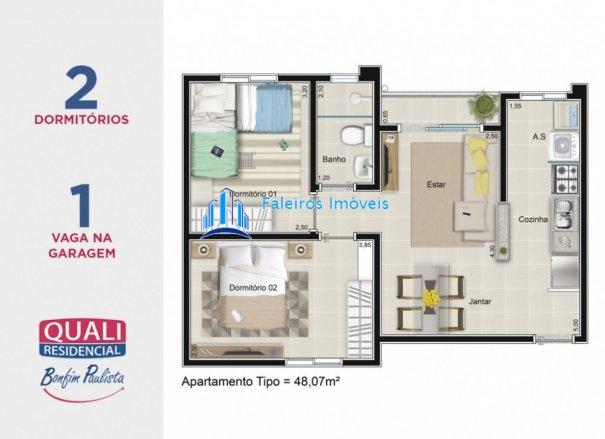 Apartamento 2 dormitórios com sacada e lazer completo MCMV - Apartamento em Lanç... - Foto 11