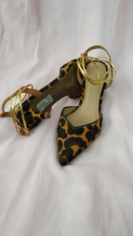 Scarpin Animal Print Couro Bloco Slingback Arezzo - Compre na Sapatos \u0026 Cia