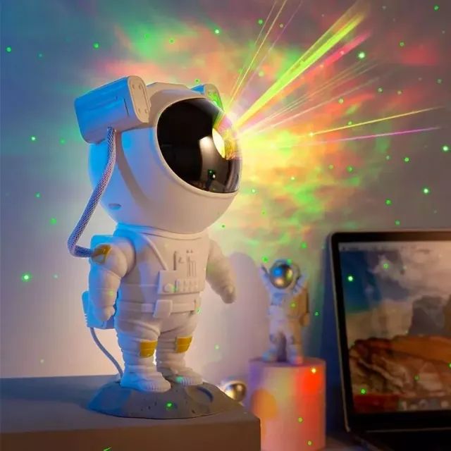 Luminaria Astronauta Projetor Luz Galáxia Nebulosa Estrelas Cor da Estrutura Branco - Foto 2