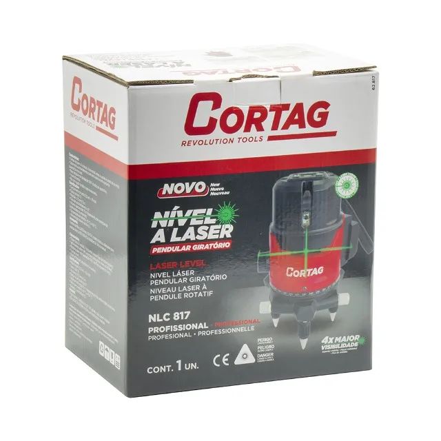 Nível a Laser à Bateria 15 Metros 360º 5 Linhas Verde com Maleta Cortag NLC817 - Foto 5
