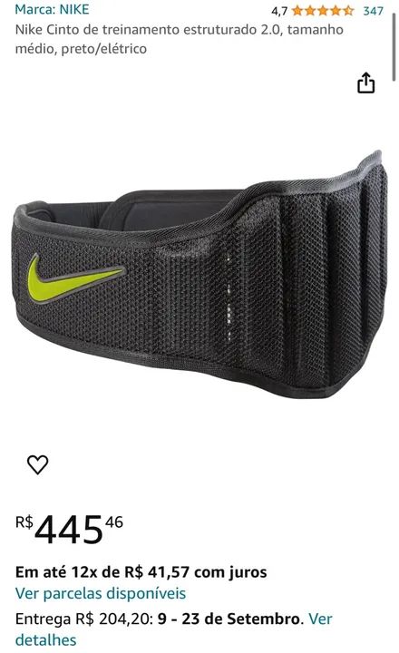 Cinto Nike Estruturado Para Agachamento e Academia Unisex