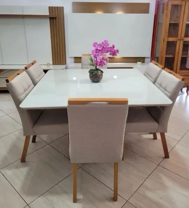 Mesa de jantar 8 lugares ( Pronta entrega ) Cores de cadeiras variadas  - Foto 2