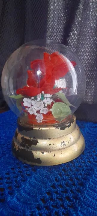 Antigo globo de vidro com flor - Foto 3