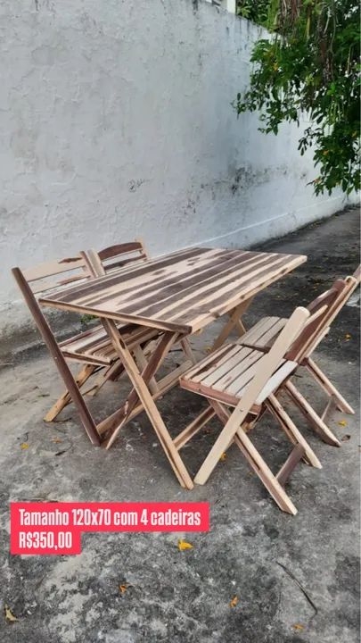 Conjunto dobrável 120x70 com 4 cadeiras  - Foto 3
