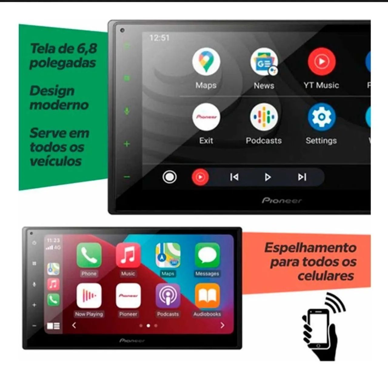 Central Multimídia Pioneer com Tela de 7 polegadas - Foto 3