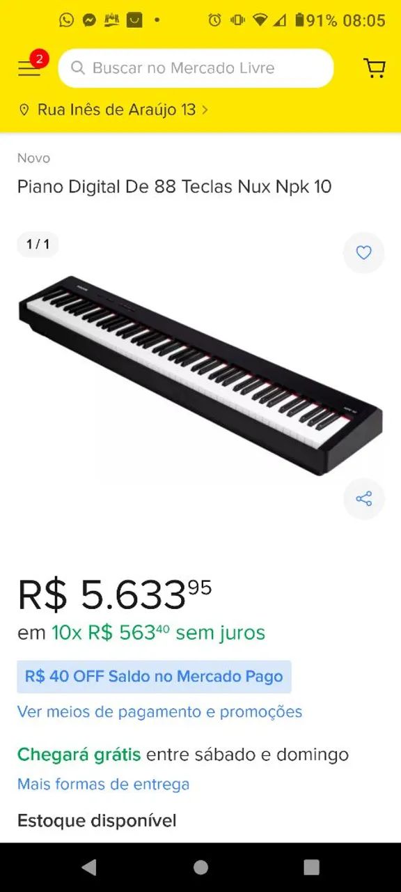 Piano Digital Nux NPK 10 88 Teclas