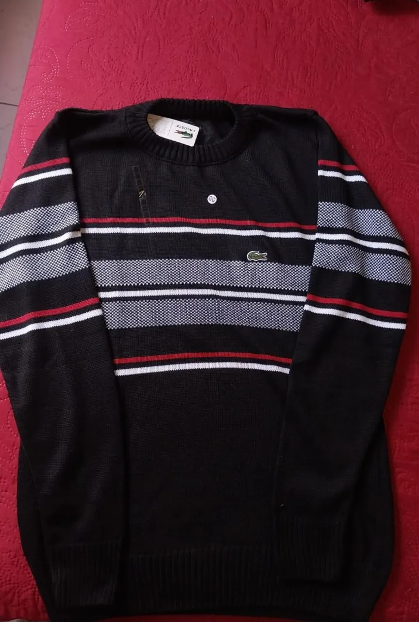 Suéter Lacoste Listrado Preto