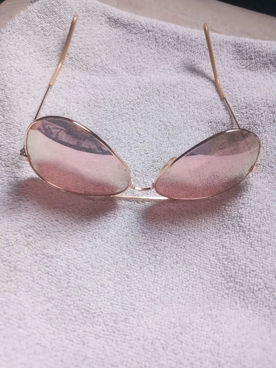 Óculos de sol Ray-Ban Aviador Dourado com  Lentes Rosa - Foto 2