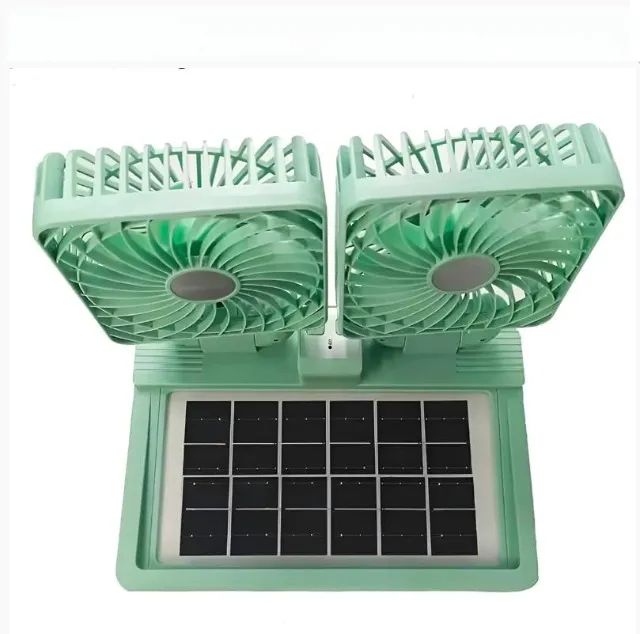 Mini Ventilador Portátil Duplo Dobrável Com Painel Solar  - Foto 6