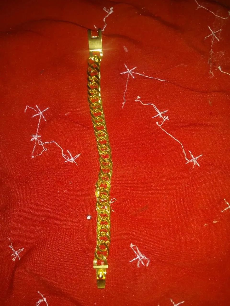 Pulseira dourada masculina com feixo cadeado*nova*! - Foto 3
