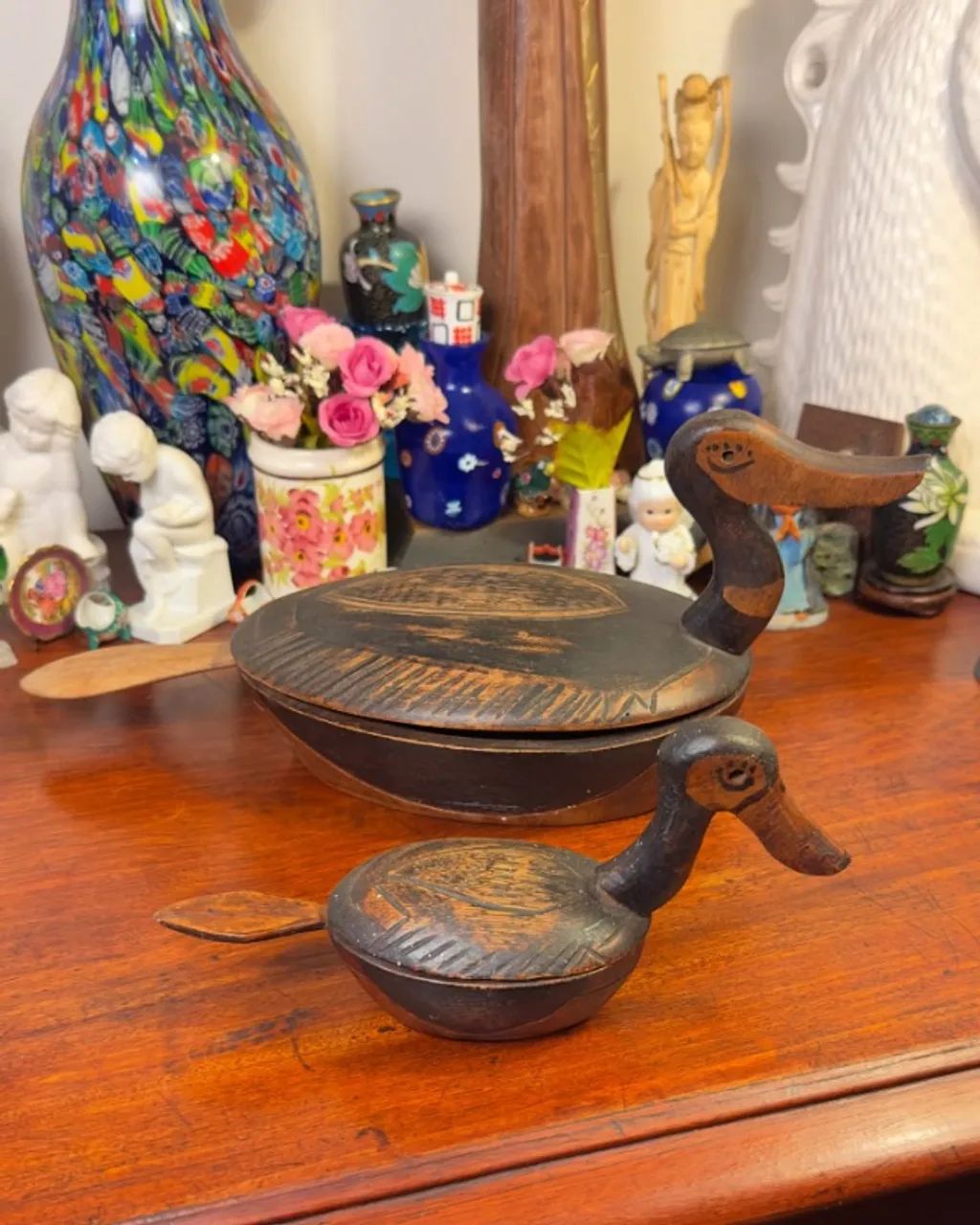 Par de antigas farinheiras Pato em madeira. - Foto 3