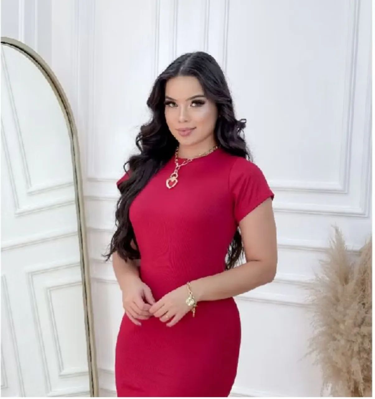 Vestido canelado midi