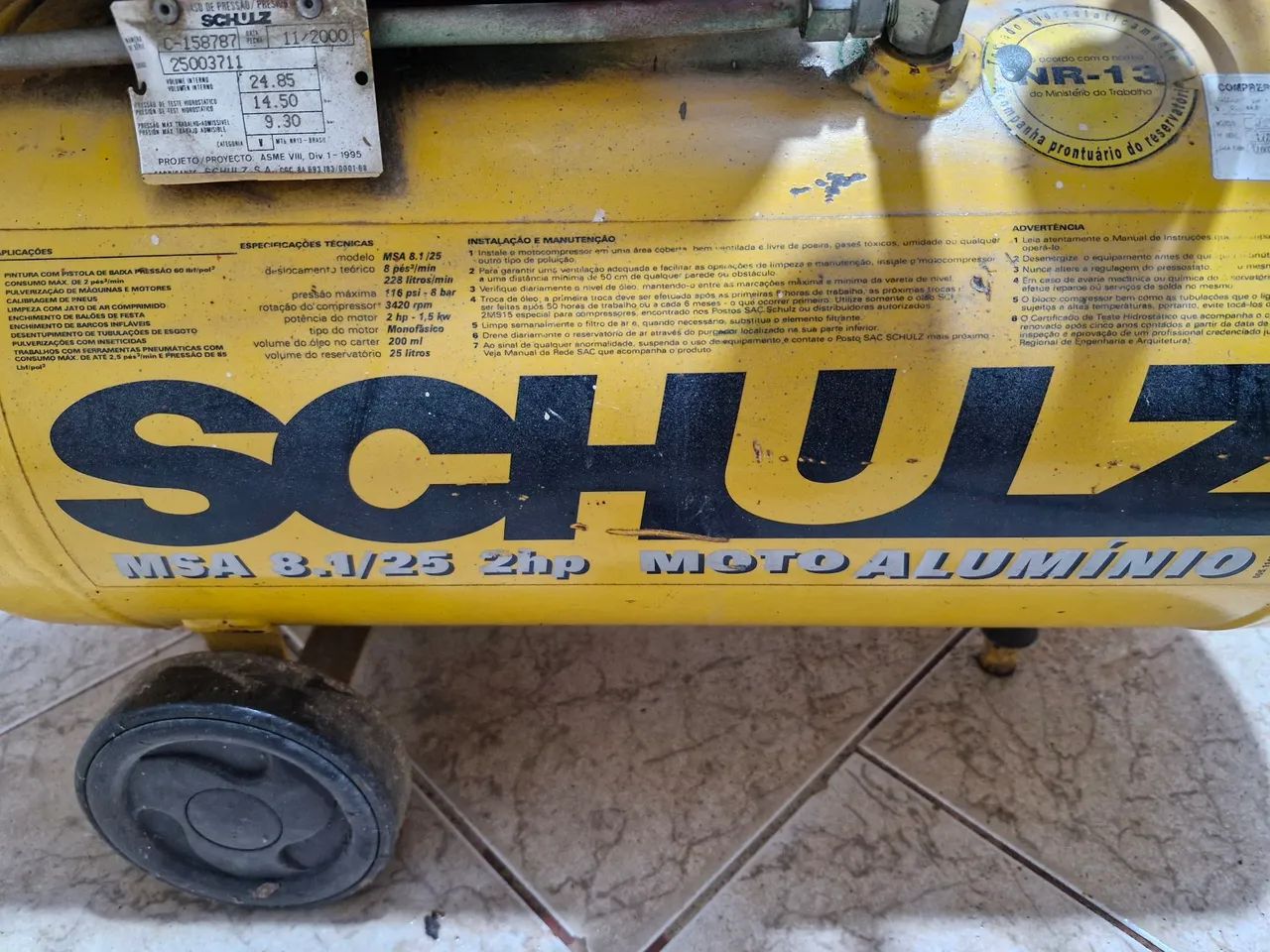 Compressor de Ar Schulz MSA 8/25 2hp Moto Alumínio - Foto 3
