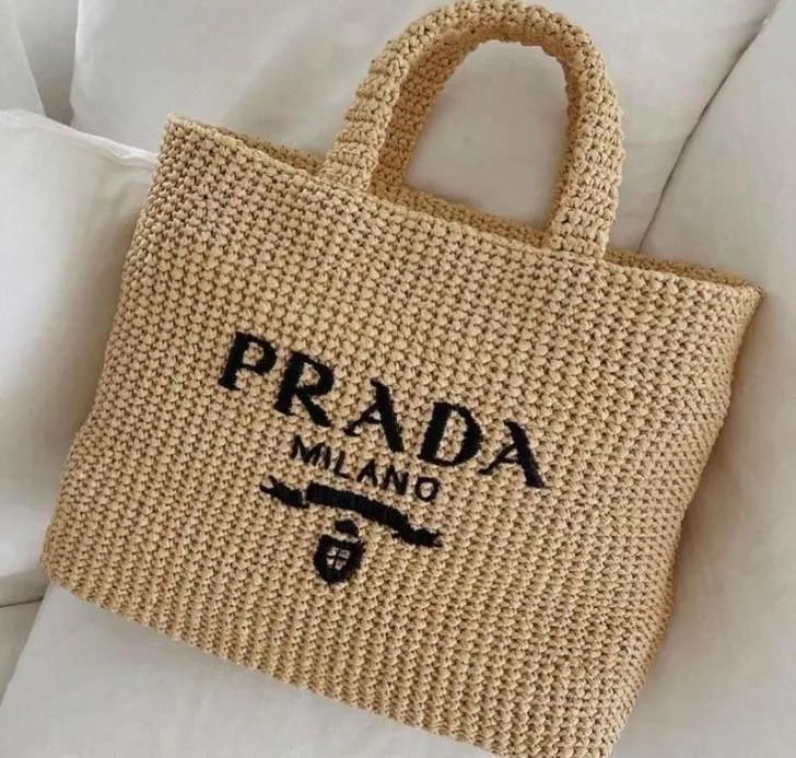 Bolsa Prada Milano de Palha Original Moda Praia 