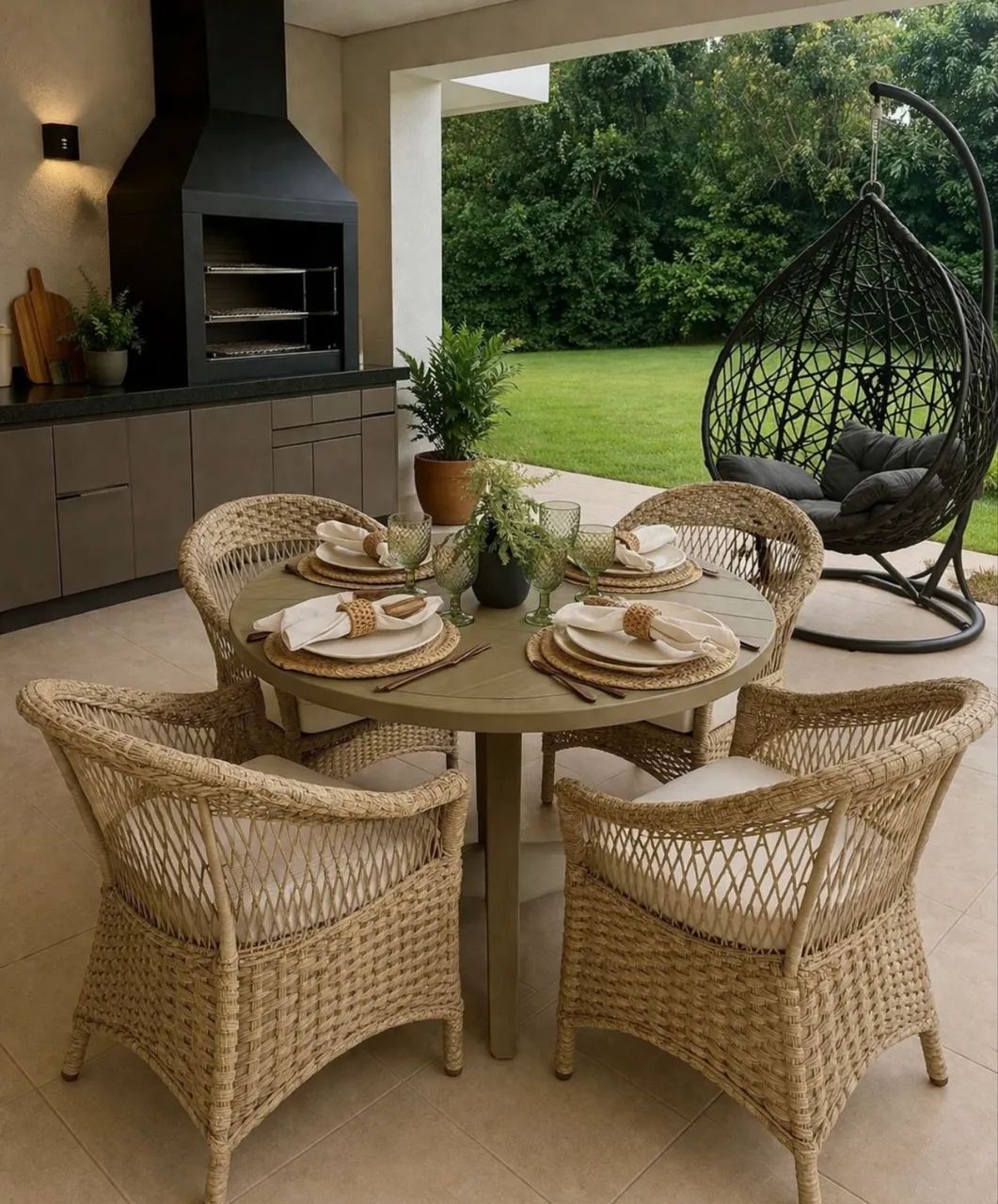 Mesa aluminio ripado mesa de jantar área externa poltrona tricô e corda nautica 