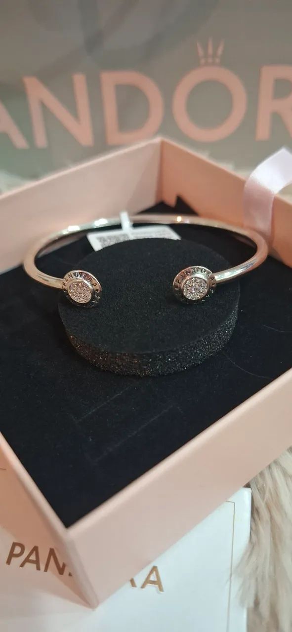 pulseira pandora prata ajustável nova