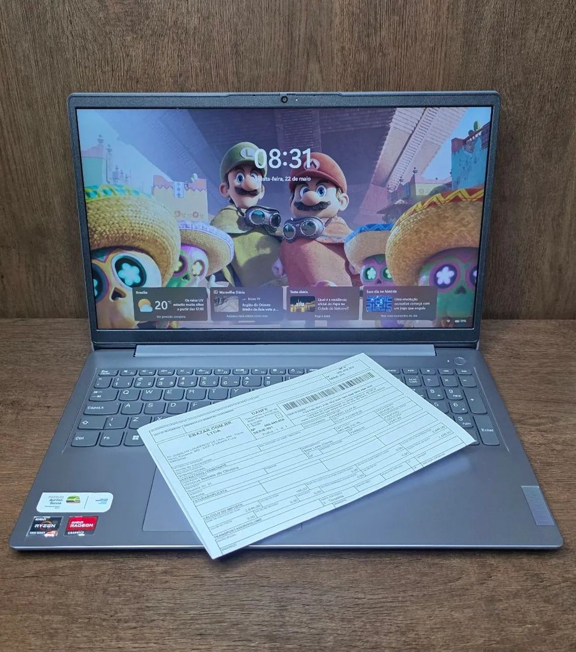 Notebook Ideapad 3,Novo,NF,Ac Cart,AMD Ryzen5-5500U+P.Vid.Integ.2GB,8GB DDR4,SSD Nvme256GB
