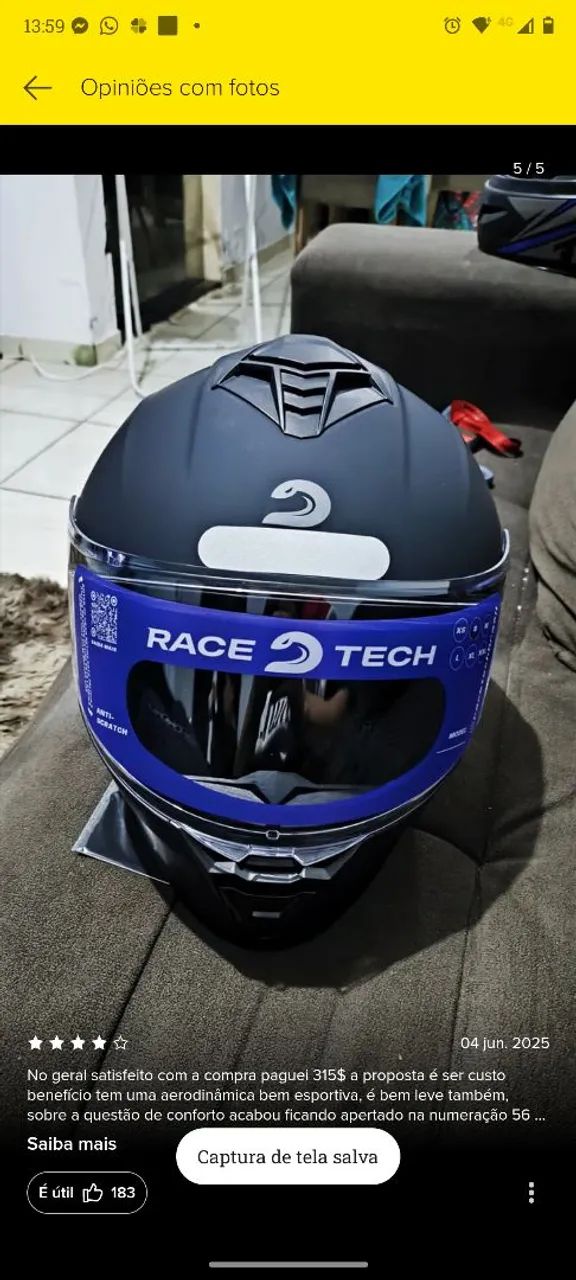 CAPACETE RACE TECH TAM 62