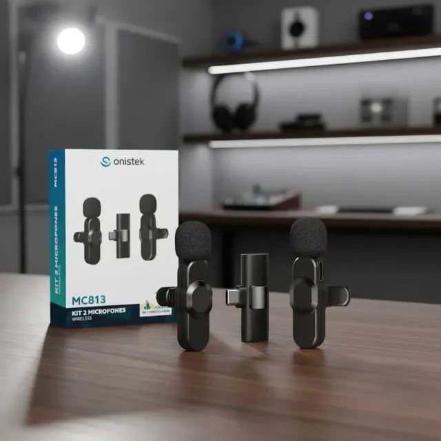 Kit 2 Microfones De Lapela Wireless Para Tipo C Onistek - Foto 3