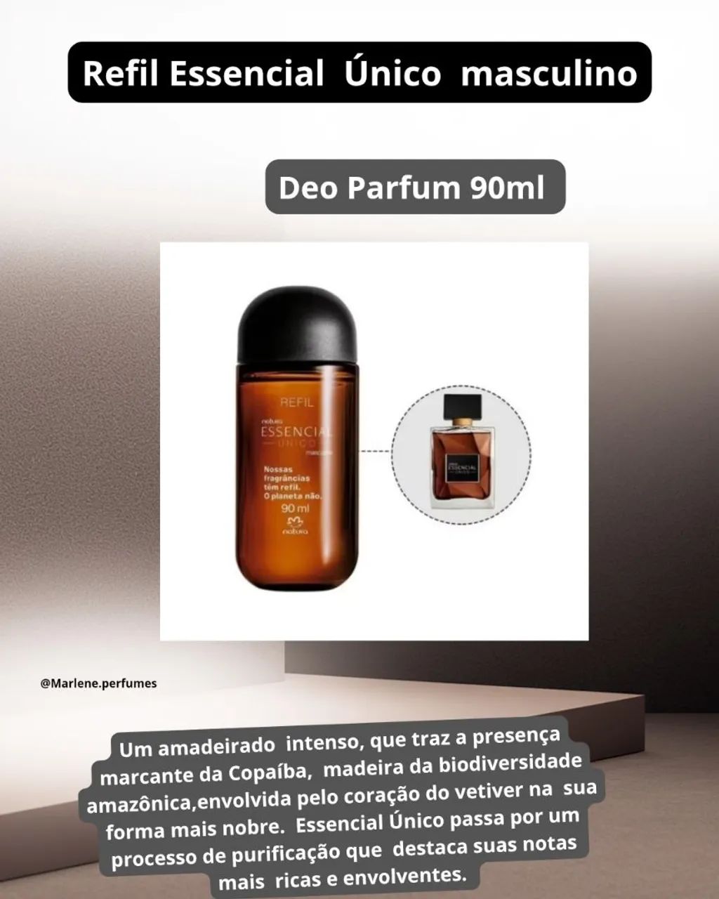 Refil Essencial Único Deo parfum masculino 90ml 