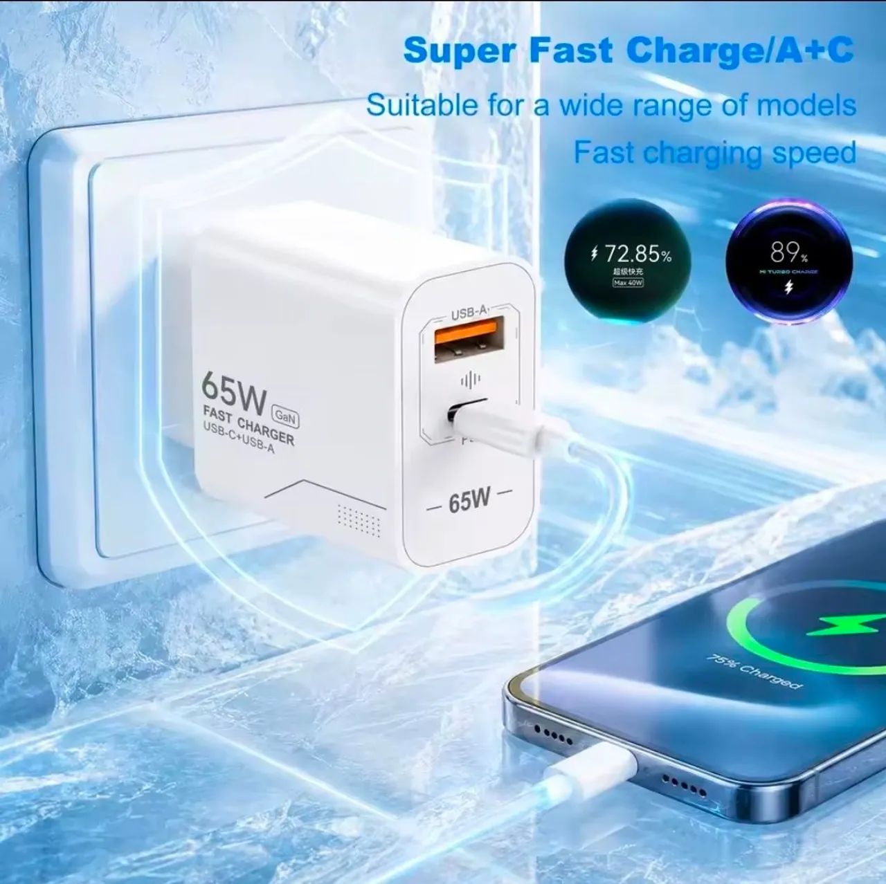 carregador Turbo 65W GaN+ Cabo|iPhone e Android. - Foto 5