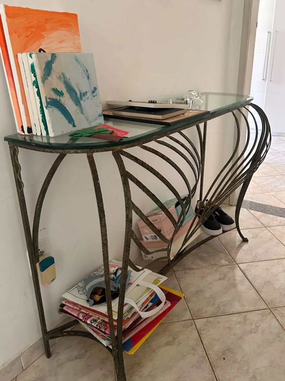 Conjunto Completo de Móveis em Ferro e Tampo de Vidro - Foto 2