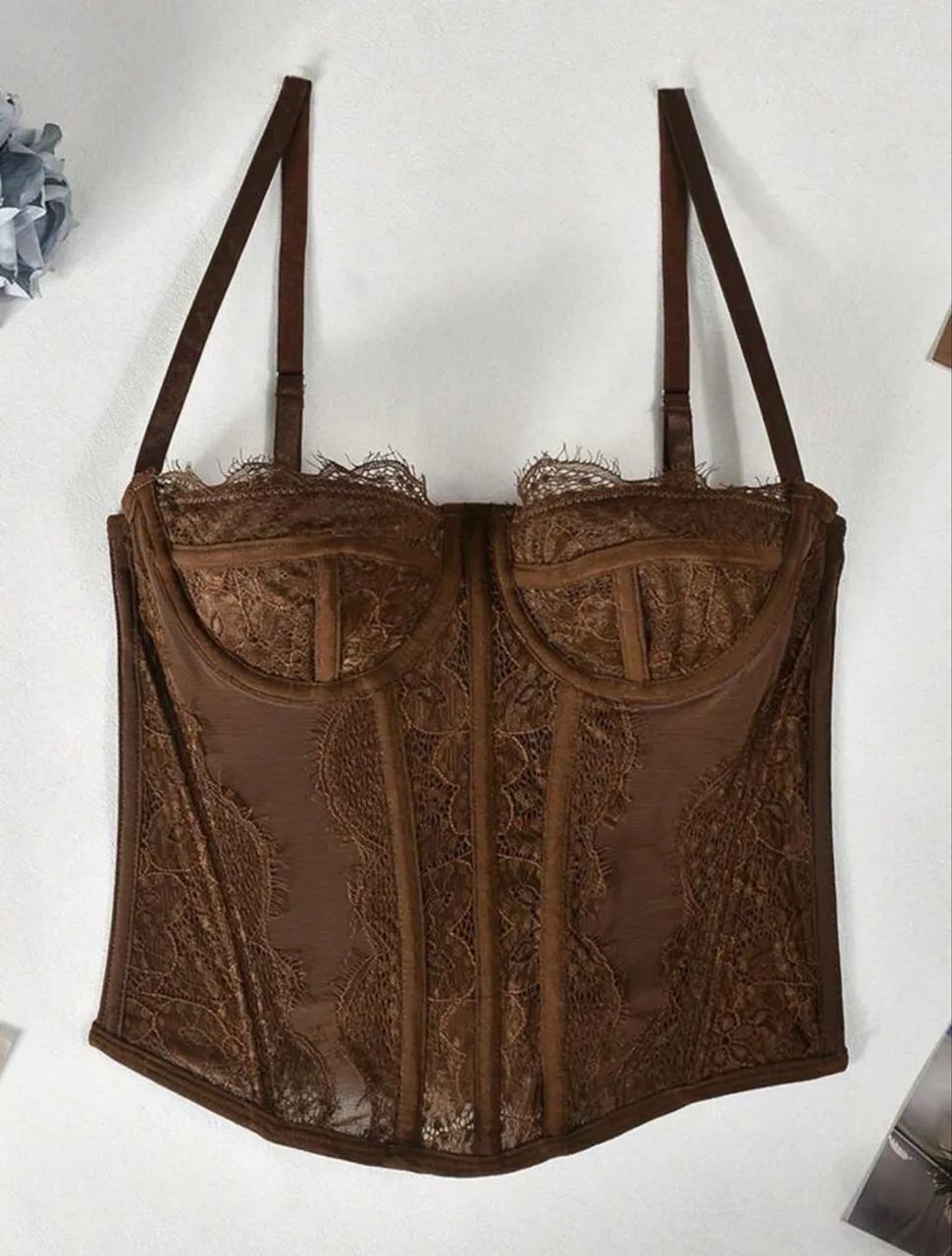 Cropped Feminino Corset Renda Alça Regulável  - Foto 3