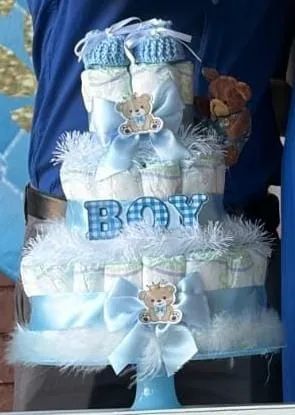 Bolo de fralda tema ursinho 