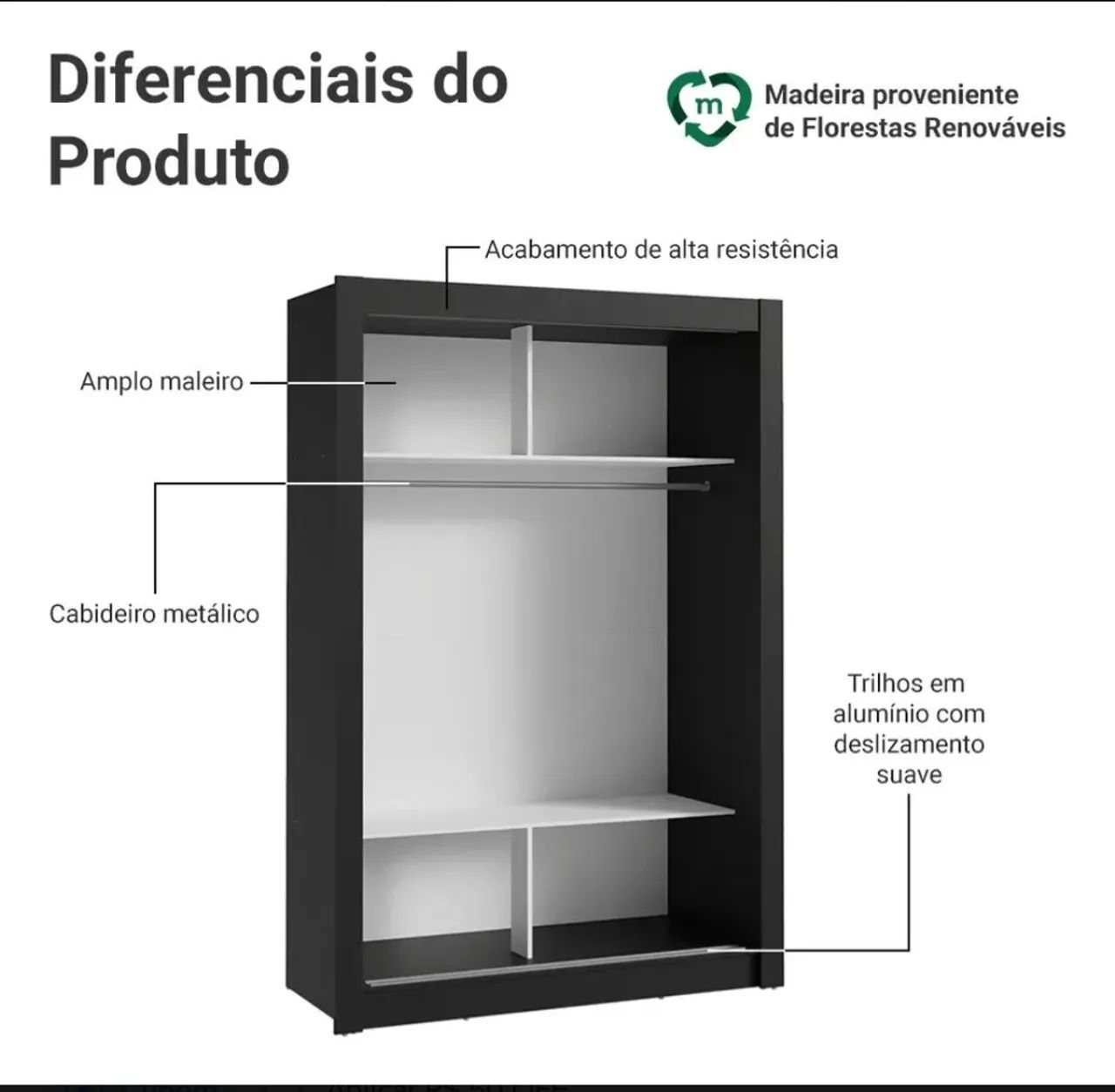 Guarda roupas 2 portas de correr - Foto 4
