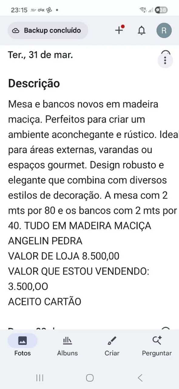 VENDO MESA E BANCOS EM MADEIRA  MACIÇA  - Foto 5