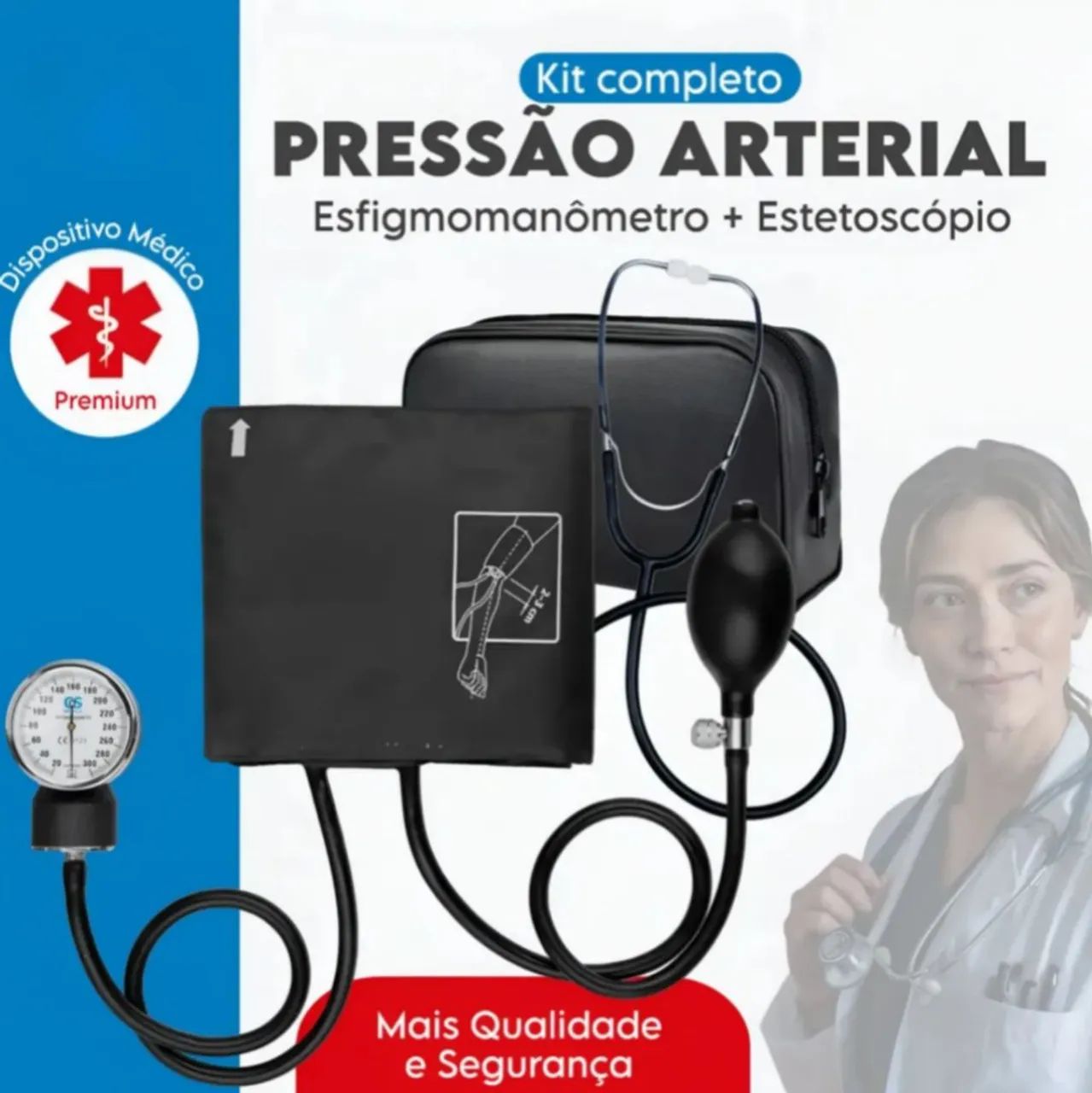 Kit Esfigmomanômetro + Estetoscópio Medidor Pressão Arterial - Foto 6