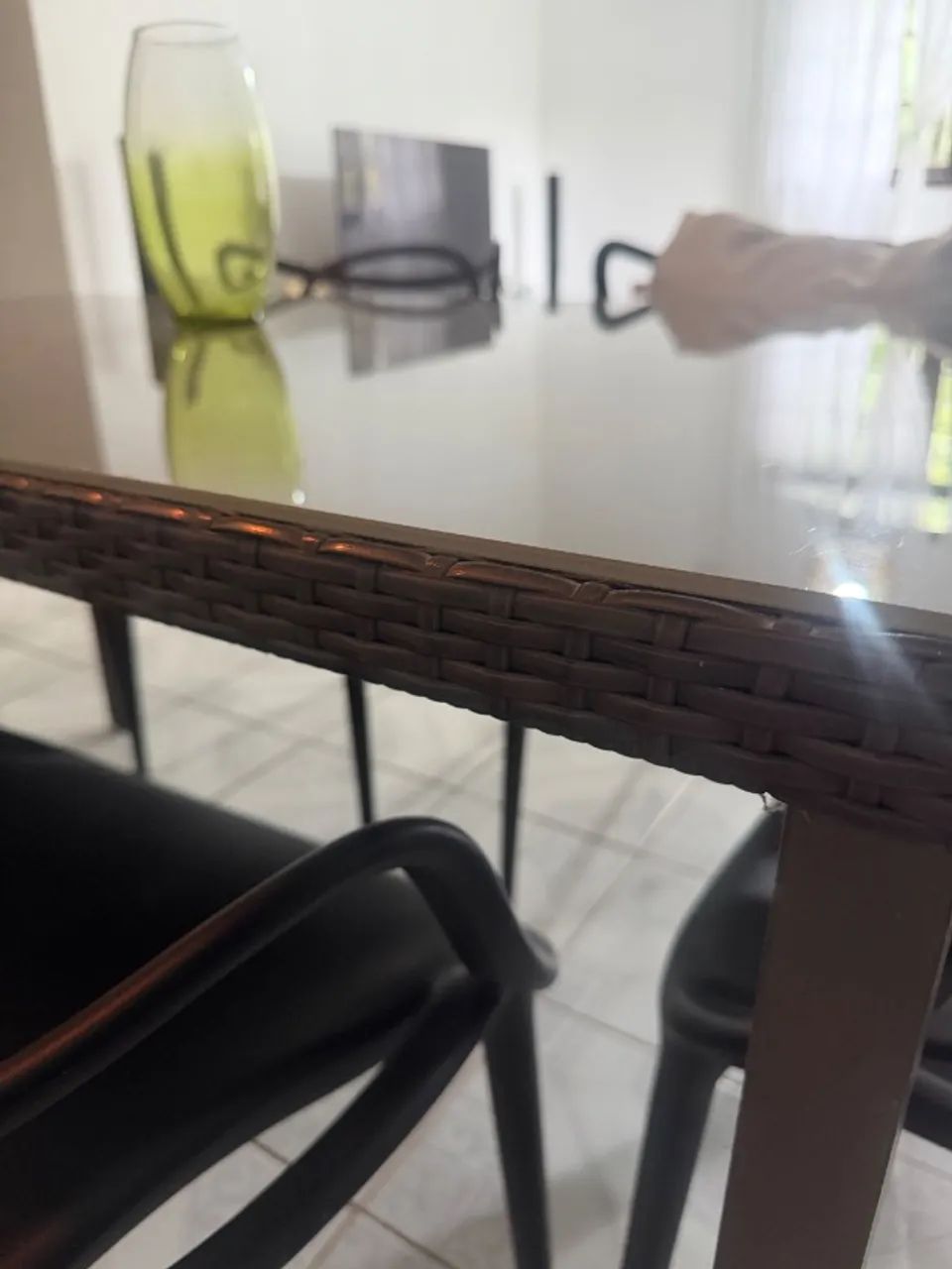 Mesa em vime marrom - Foto 2
