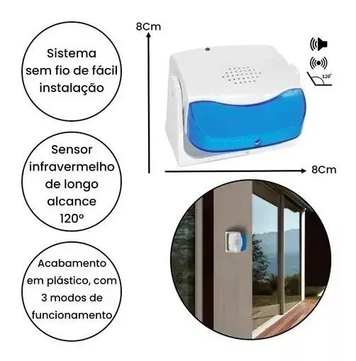 Sensor De Presença Campainha Digital Anunciador S/fio Bm-606 Loja Coimbra Entrega - Foto 3