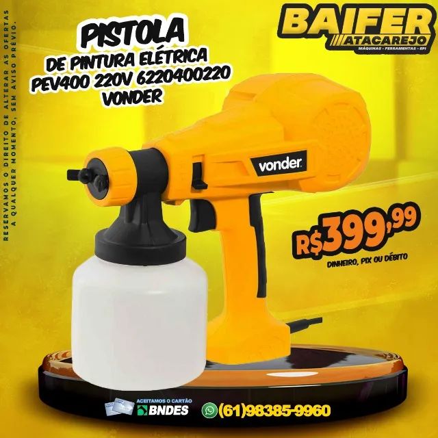 Pistola de Pintura Elétrica PEV400 220v 6220400220 Vonder