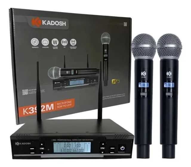 Microfone Sem Fio Duplo Kadosh K392 Profissional