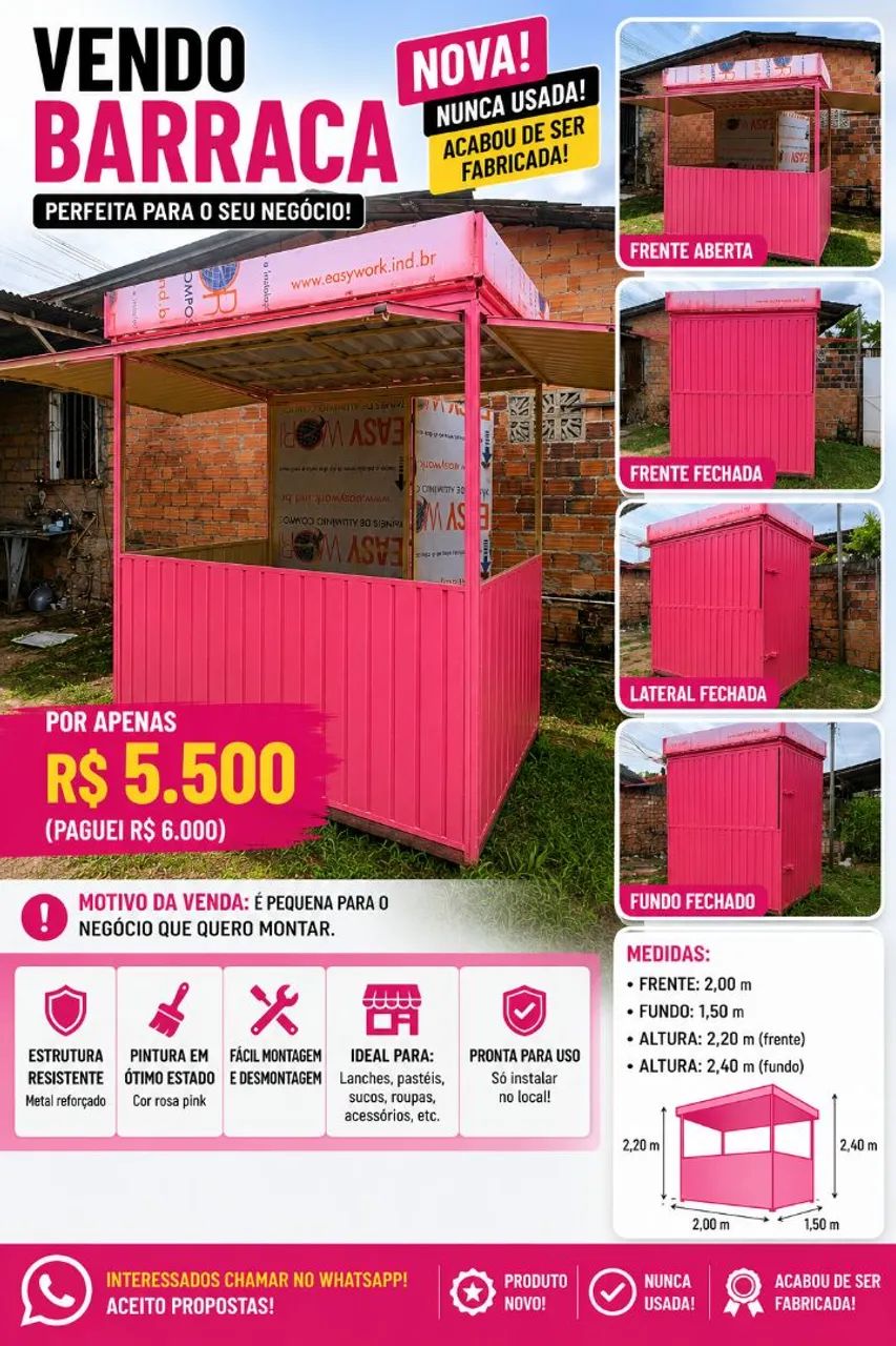 ? Vendo BARRACA ROSA PINK NOVA ? Recém-fabricada e NUNCA USADA!