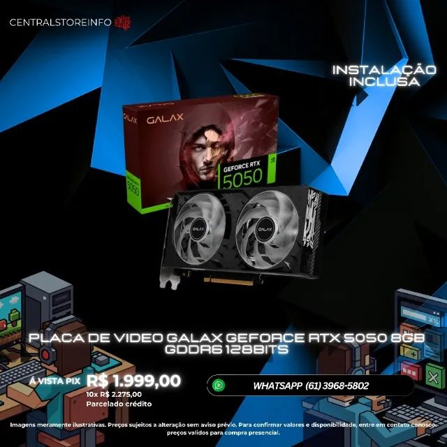 PLACA DE VÍDEO RTX 5050 8GB GDDR6 128BITS NVIDIA