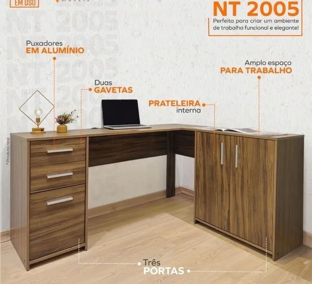 ? Mesa em L Premium - Pronta Entrega + Montagem GRÁTIS! Transforme Seu Espaço Agora!