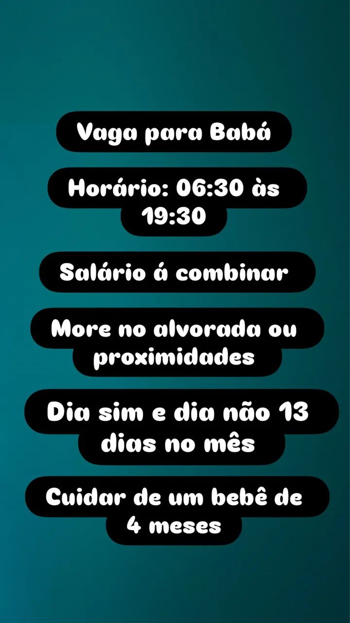 Vaga para babá