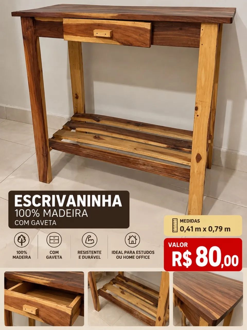 Escrivaninha madeira 
