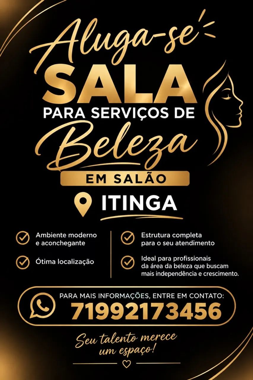 Alugo sala dentro de salão 