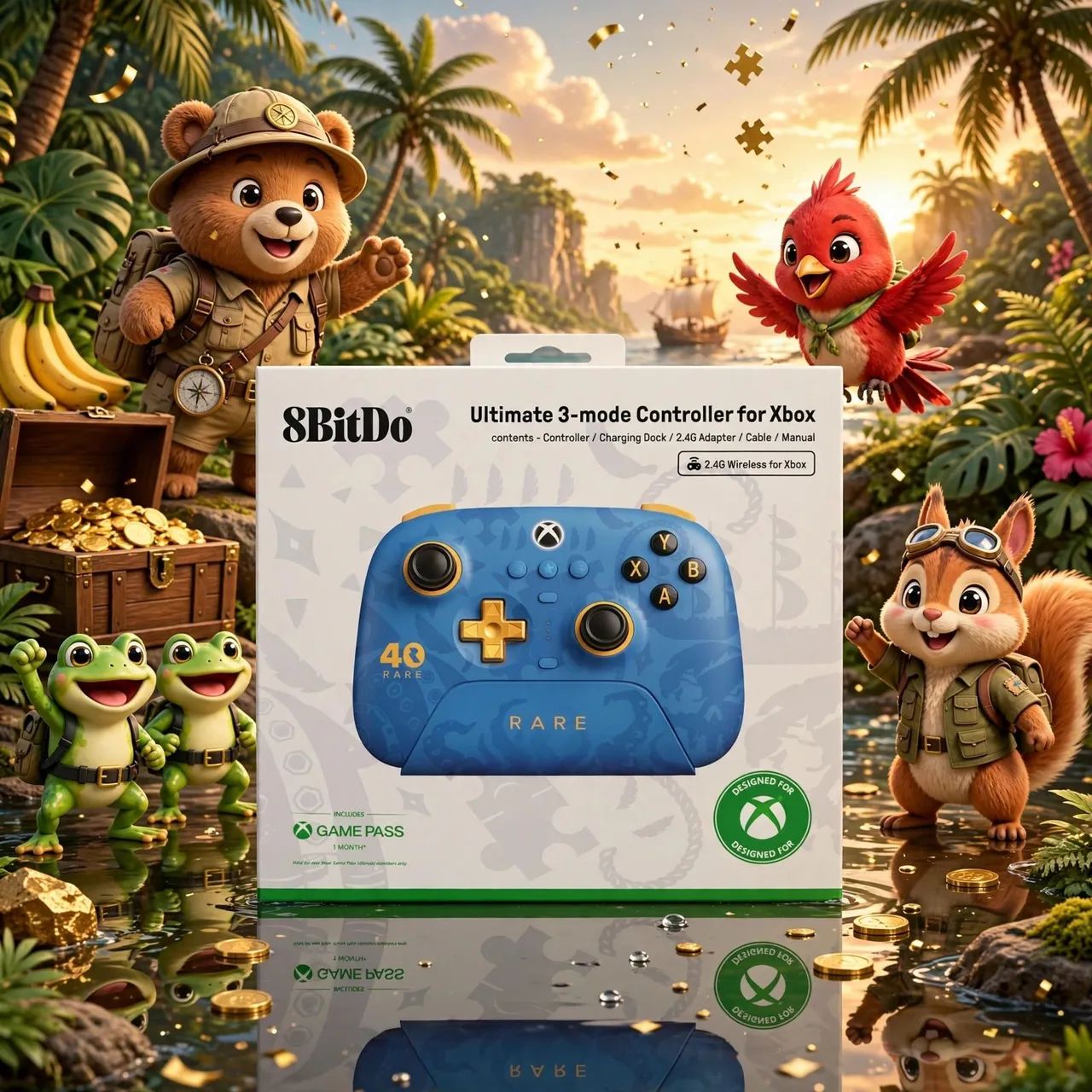 8BitDo Ultimate 3-mode Wireless Controller (Rare 40th Anniversary Edition) 