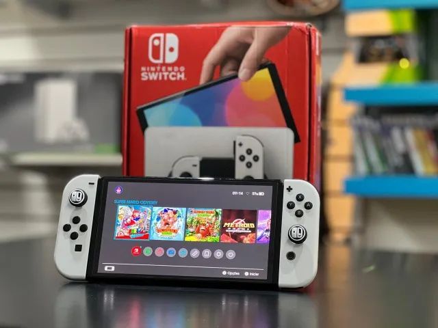 Nintendo Switch OLED SEMINOVO Desbloqueado C/ 10 Jogos