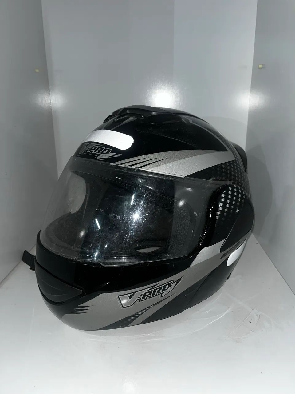 Capacete Pro Tork Escamoteável Preto e Prata | Viseira Original - Foto 2