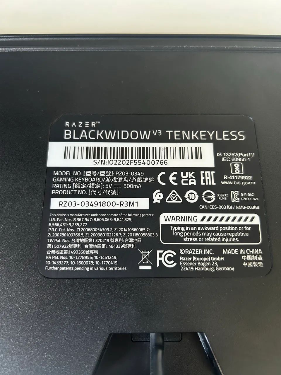 Razer BlackWidow V3 TKL - Yellow Switch - Periféricos e Acessórios